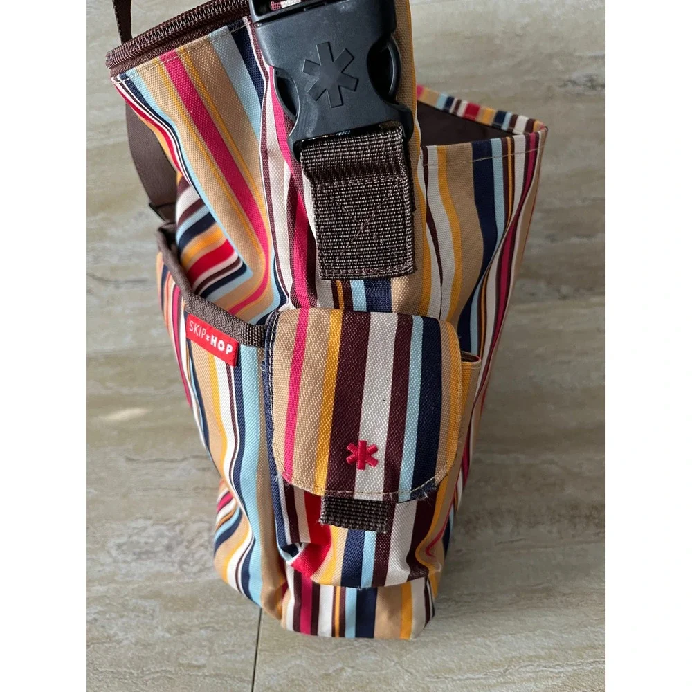 Skip Hop Duo Baby Diaper Bag Unisex Multi Color Striped Canvas Messenger Travel
